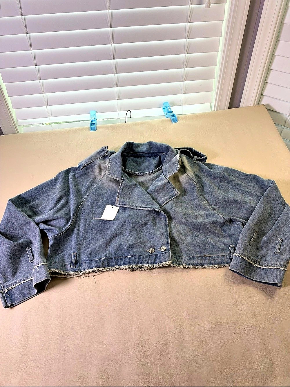 Indefeir studios Denim Cropped Jacket in Blue Size large NWT